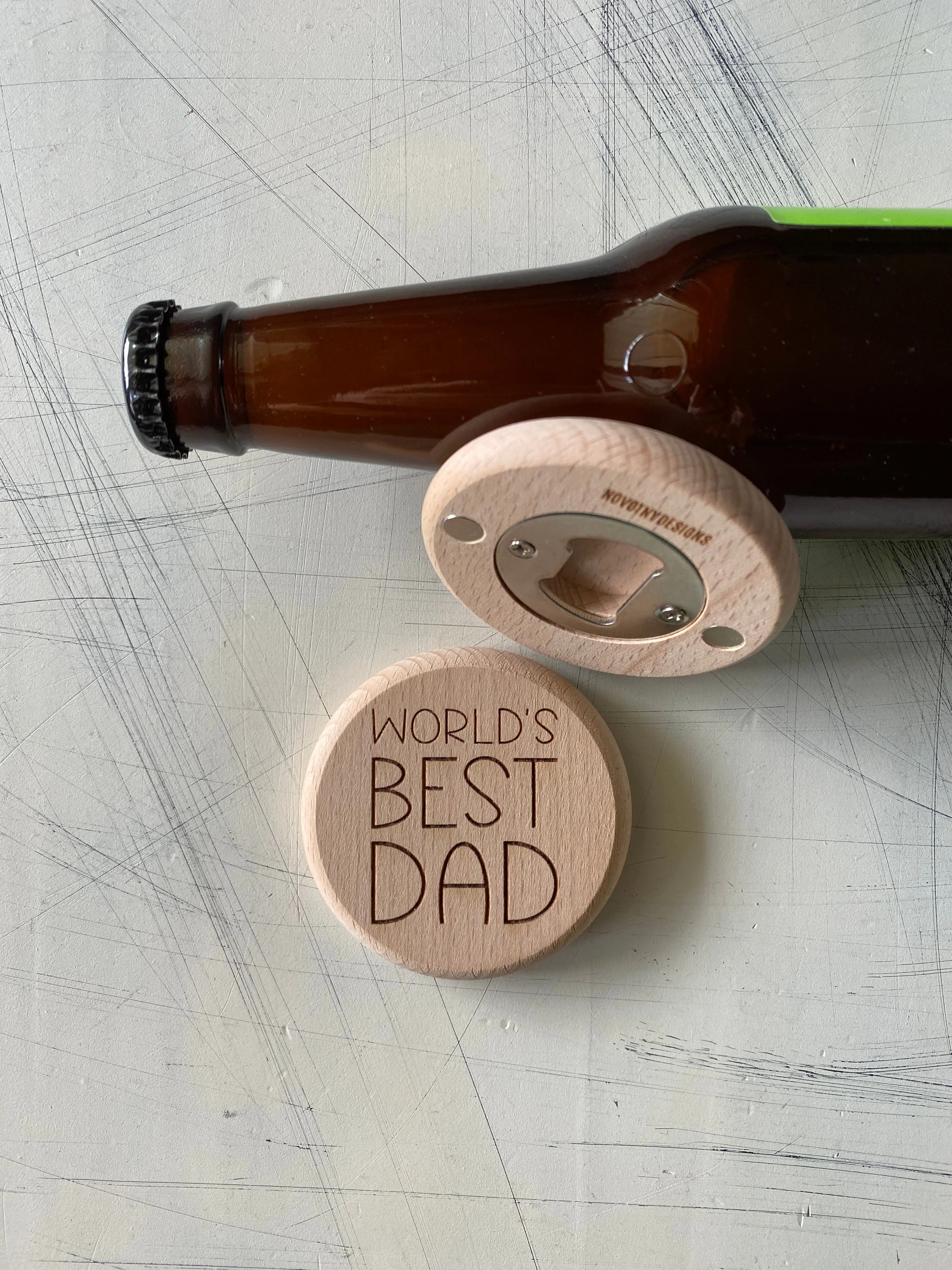 World’s Best Dad - magnetic wood bottle opener - Image 3